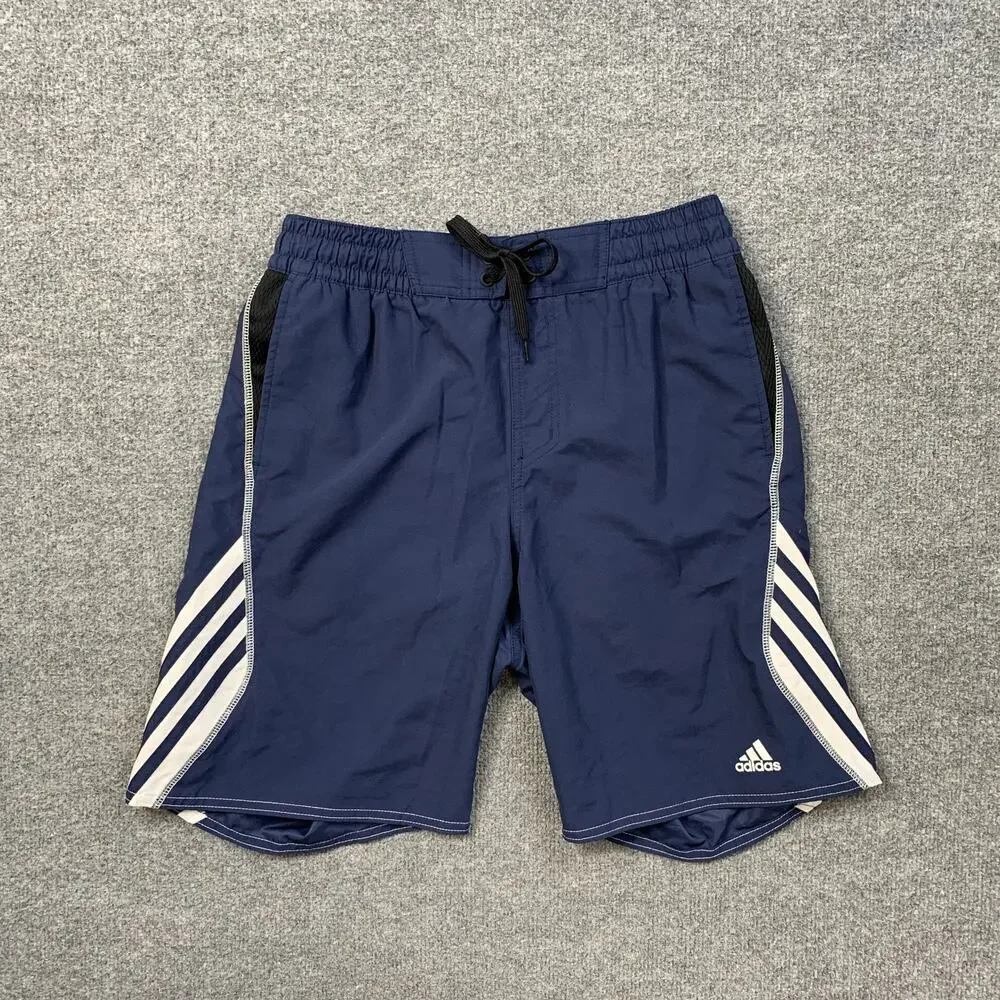 Adidas Shorts Men S Small Navy White Core Sport Volley Elastic Waist Brief Lined